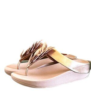 Fitflop Fino Rose Gold Leaf Sandals Size 6